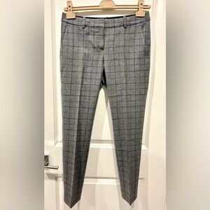 Theory Grey Grid Wool Trouser In Size 2 - Dry Cleaned